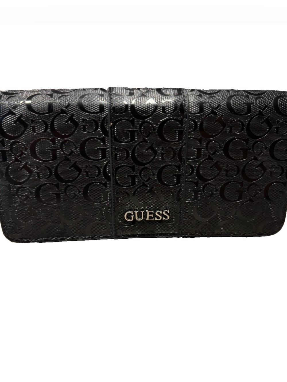 GUESS Black Embossed Logo Trifold Wallet